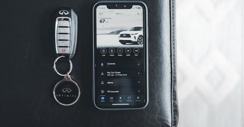 App Lifecycle - A smart phone and key fob on a black leather couch