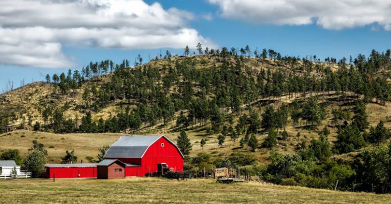 Cloud Storage - Red Wooden Shed on Farm Land